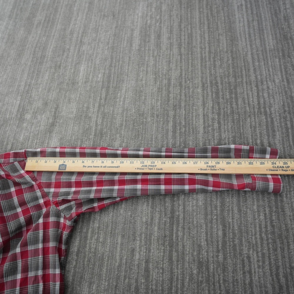 Banana Republic Shirt Men Plaid Button Up Red Gray Long Sleeve Stretch Slim L - Picture 7 of 9